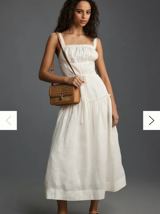 Anthropologie Dresses & Skirts - Anthropologie White Linen Square-Neck Midii Dress